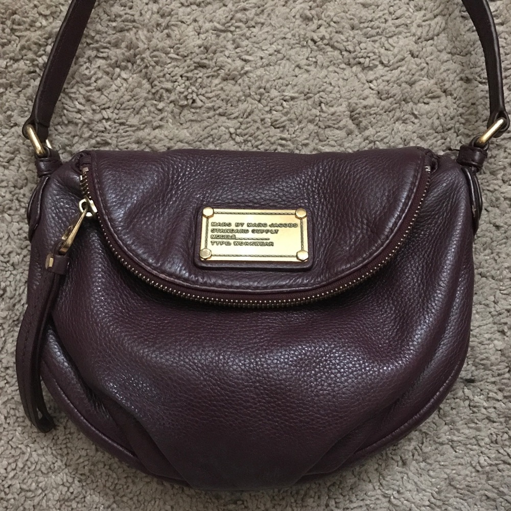 Marc by Marc Jacobs plum leather crossbody bag